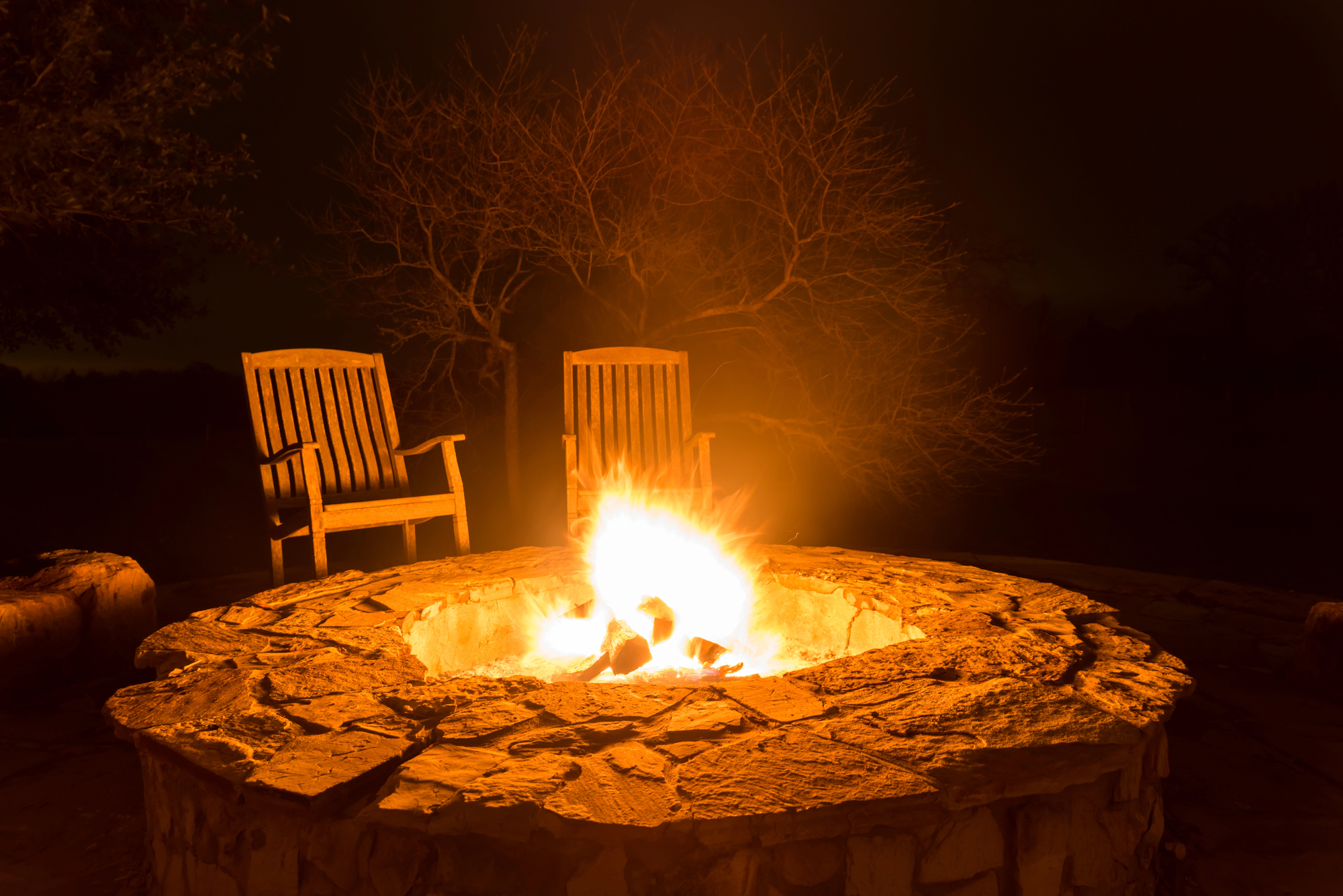 built in firepit installation